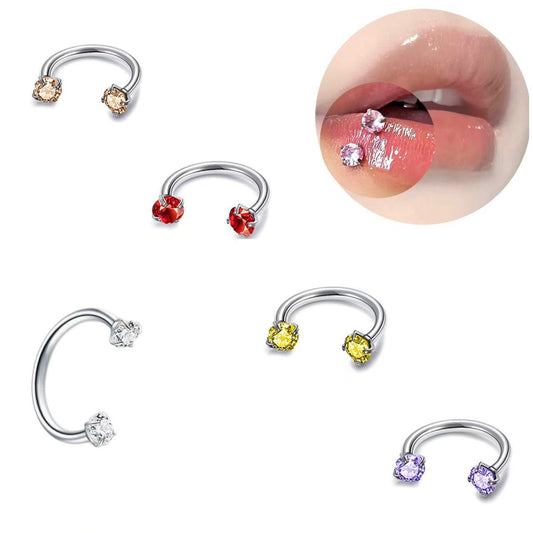 18G 6/8mm Titanium Horseshoe (Free Ball Holder) Internally Threaded Gems for Piercings