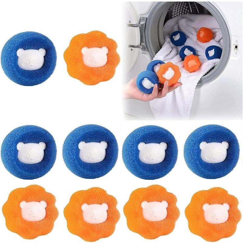 10 Pcs Box-Packed Pet Hair Remover for Laundry, Laundry Pet Hair Catcher, Washing Machine Hair Catcher, Washing Balls Dryer Balls for Clothing Dog Cat Pet Fur Remover(Orange+Blue)