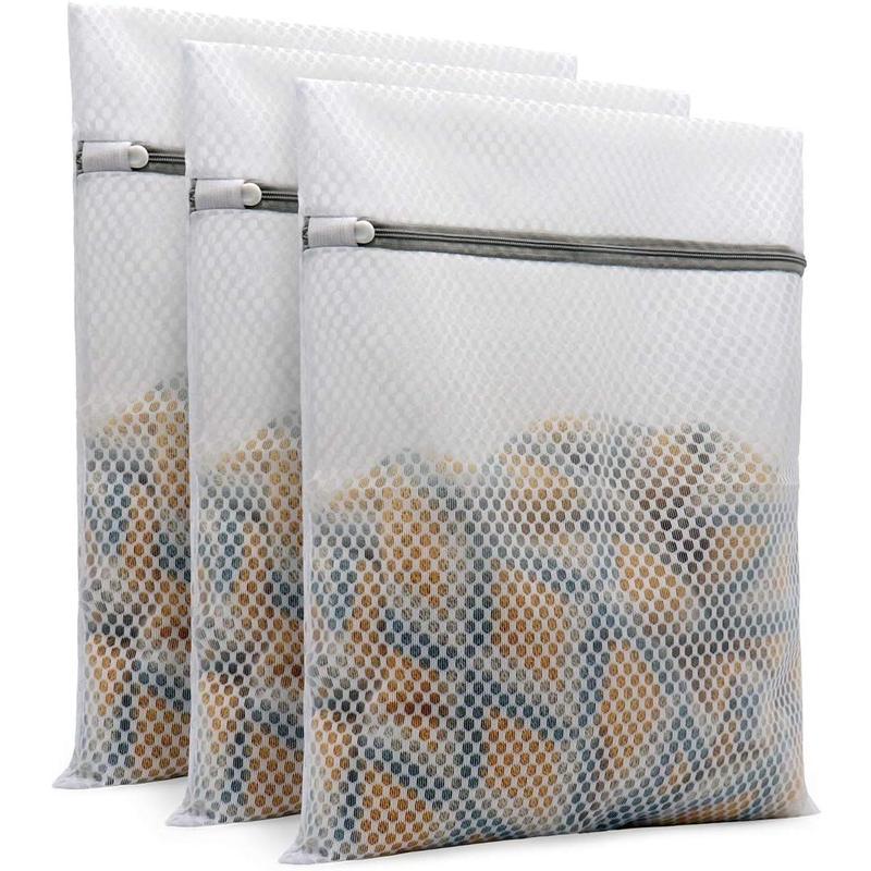 3Pcs Durable Honeycomb Mesh Laundry Bags for Delicates 12 x 16 Inches (3 Medium)