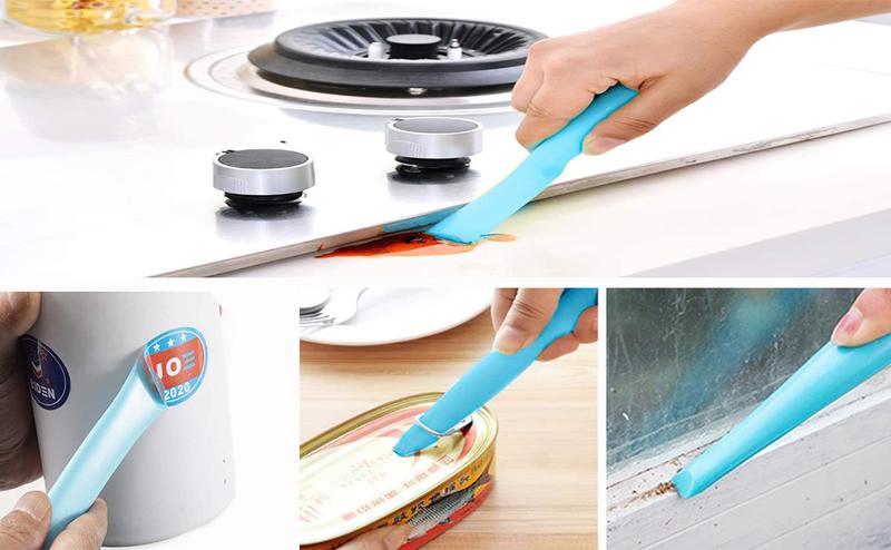 Cleaning Scraper Tool Kitchen Plastic Scraper Multipurpose Stiff Grill Scraper Scratch Free Cleaning Tool Can Opener Sticker Scraper Label Remover Gum Scraper Bottle Opener – 3 PCS