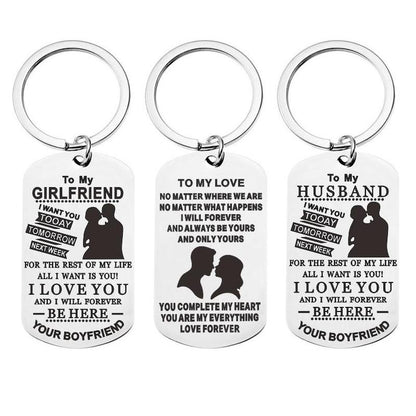 Stainless Steel Key Ring Pendant Laser Sculpture to My Valentine's Day Small Gift