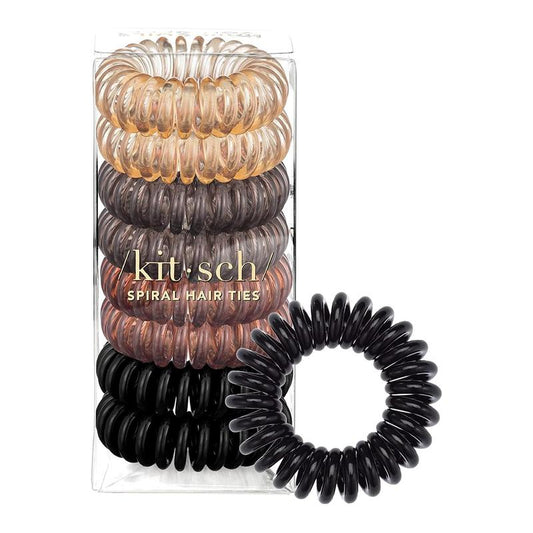 Kitsch Spiral Hair Ties for Women, Coil Hair Ties for Thick Hair, No Crease Hair Tie, Spiral Hair Ties No Damage, Hair Coils & Phone Cord Hair Ties for Thin Hair, Hair Ties Spiral, 8pcs (Brunette)