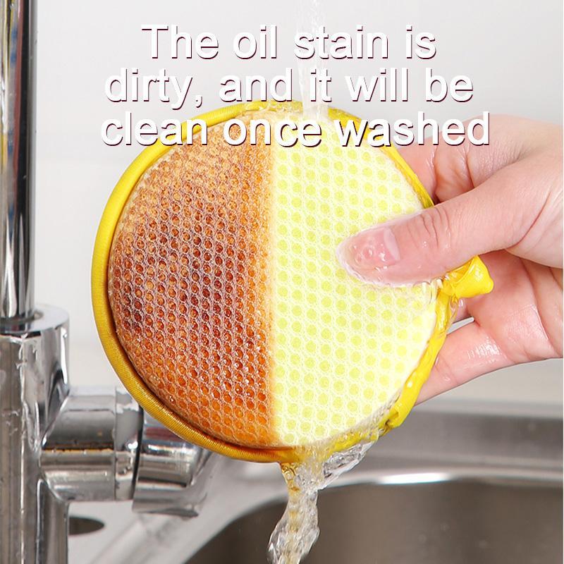 Double-sided Dishwashing Sponge, 3 Counts Scrubbing Pot Brush, Kitchen Dish Cloth, Household Dishcloth, Oil and Stain Removal Cleaning Cloth