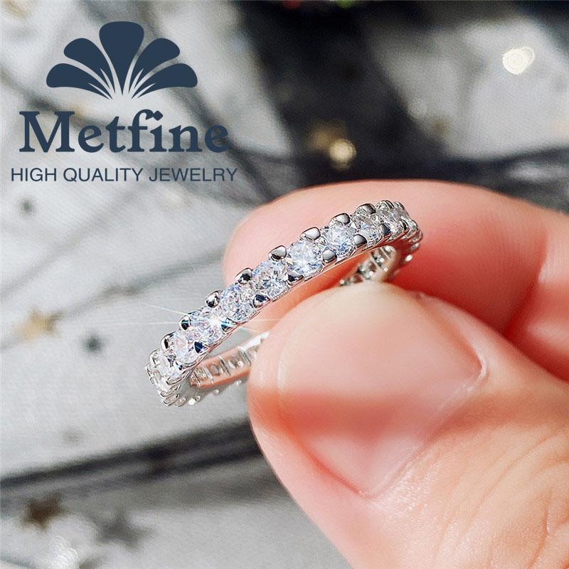 Women's Round 2mm Eternity Ring with 18K White Gold Plated Stackable Engagement Ring Anniversary Band Size 5-11