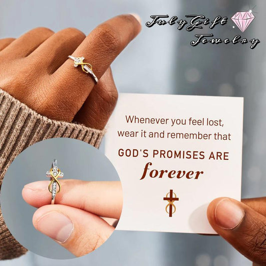 Inspirational Jewelry  Engraved Faith Hope Love Cubic Zirconia Cross Infinity Ring