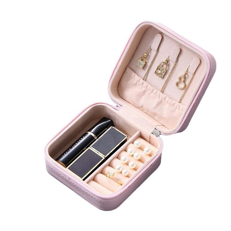 Jewelry Box Children Can Use Multifunctional Portable Flip Flannel Jewelry Earrings Ear Studs Accessories Storage Box