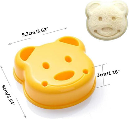 Bear Shape Sandwich Mold Cutter, Cartoon Bread Sandwich Shapers DIY Maker Biscuit Cookie Cake Mould Cutter Tool (2 Pack)