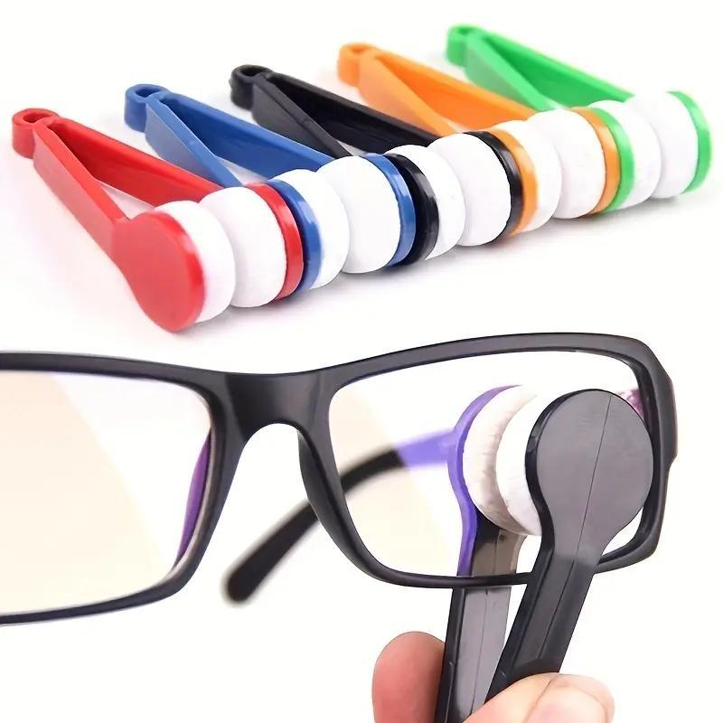 Random Color Portable Glasses Cleaning Cloth Cleaner, 5pcs Multifunctional Glasses Cleaning Tool with Handle, Mini Traceless Eye Wipe for Home