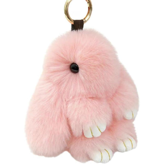 Bunny Fur Rex Rabbit Pompom Ball Doll Pendant Keychain Car Handbag Keyring