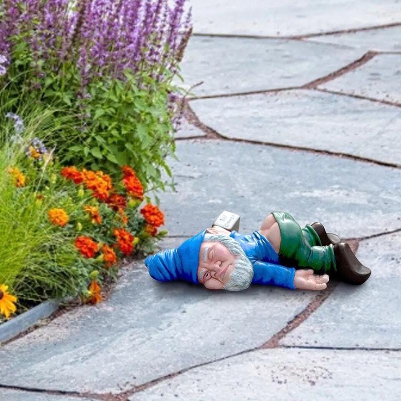 Spoof Drunk Floor Dwarf Elderly Indoor and Outdoor Courtyard Decoration Resin Sculpture Crafts