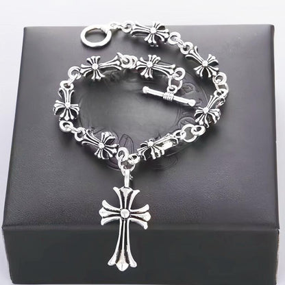 Cross Hearts Cross Bracelet, gift for him gift for her, Gothic Fashion Bracelet