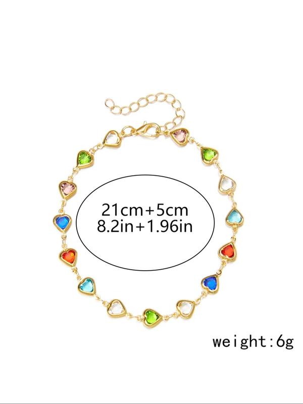 Fashion Heart Decor Anklet for Women, Foot Jewelry for Summer Beach, Zinc Alloy Body Jewelry for Girls Teenagers