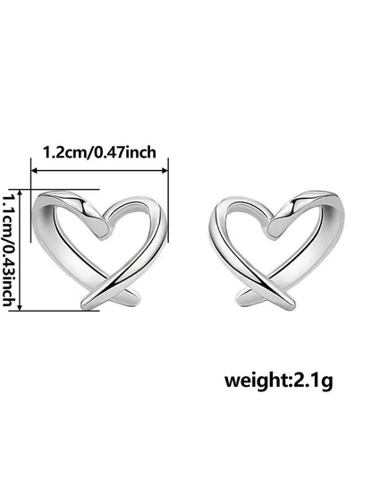 Women's Simple Heart Design Stud Earrings, 2024 New Style Jewelry for Party, Daily Clothing Decor, Trendy All-match Cool Female Accessories for Birthday Gift