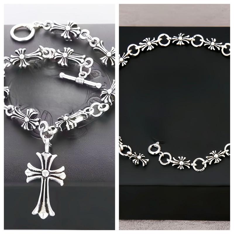 Cross Hearts Cross Bracelet, gift for him gift for her, Gothic Fashion Bracelet