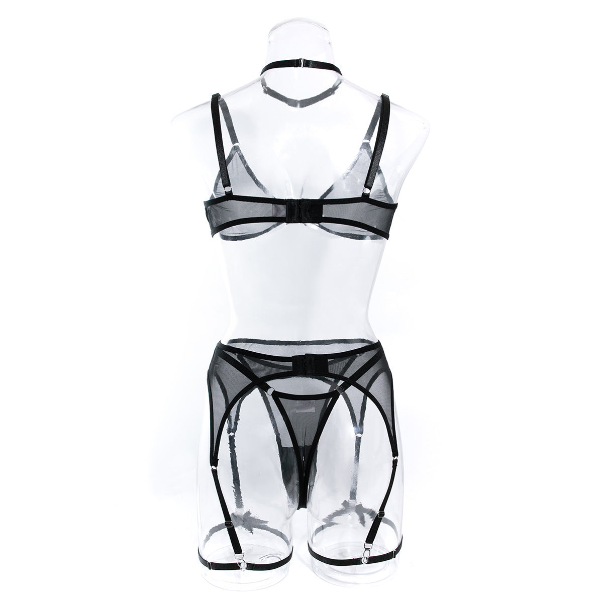 New Arrival Sexy Netted Bra Set with Bow and No-Underwire - 5-Piece with Cape for Women |   Perfect for Date Night