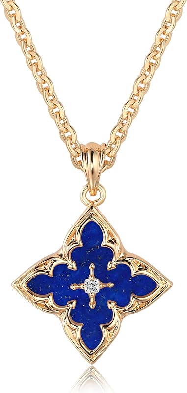 Gold Clover Necklace for Women Dainty 14K Gold Plated CZ Pendant Necklace Adjustable Chain Choker Charm Colorful Clover Pendant Lucky Necklace for Women Jewelry