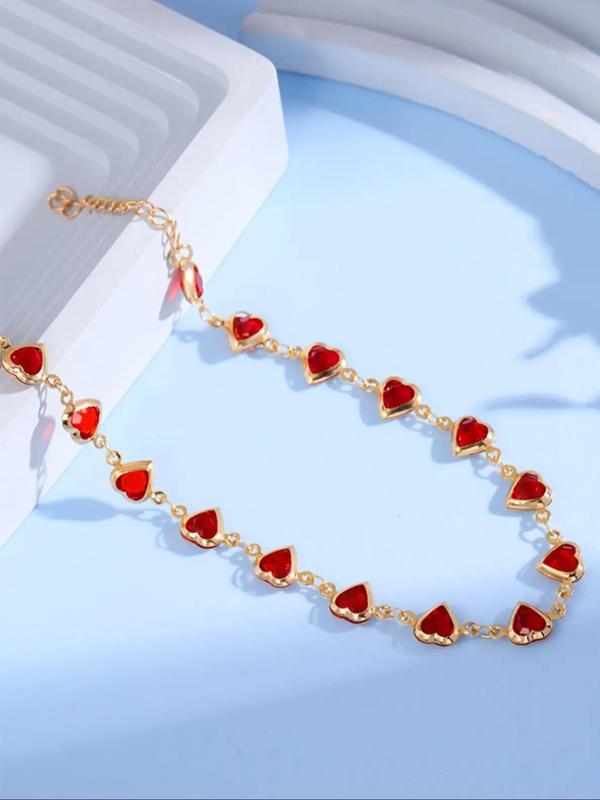 Fashion Heart Decor Anklet for Women, Foot Jewelry for Summer Beach, Zinc Alloy Body Jewelry for Girls Teenagers