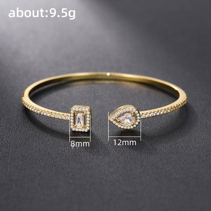 Open Bracelet For Women Trend Brass Zircon Bracelet Female Temperament Korean Version Simple Banquet Hand Jewelry Gift