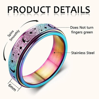 Stainless Steel Fidget Rings for Anxiety for Women Spinner Ring 6mm Rose Gold Ring Thumb Ring Size 5-13