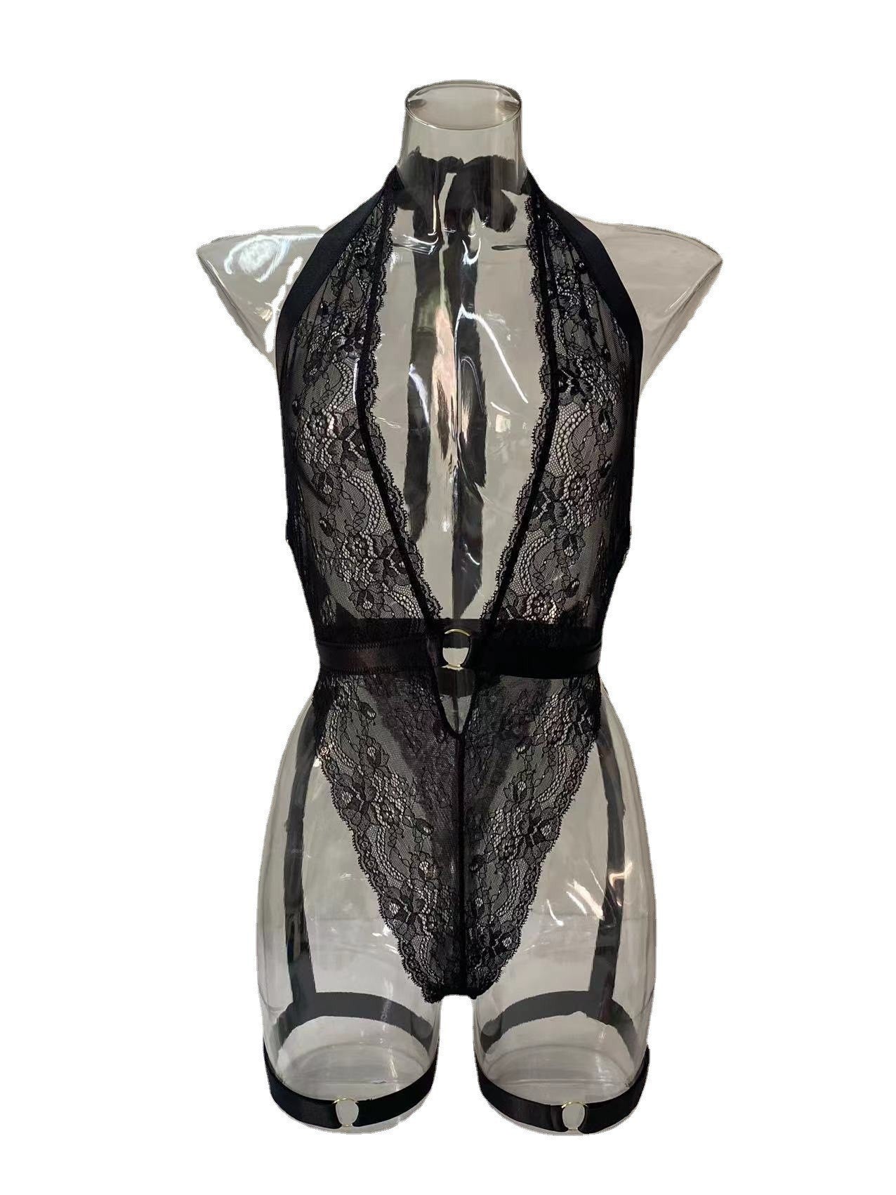 New Arrival Sexy Bodysuit - Lace Collar with Mesh Inserts, Perfect for Couples & Special Nights