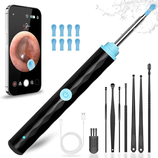 Ear Wax Removal, Ear Wax Removal Tool Camera Built-in 1296P, Easy and Safe Ear Cleaning, Earwax Removal kit with 9 Ear Set and 8 Traditional Tools, Ear Cleaning Kit for iPhone, iPad, Android