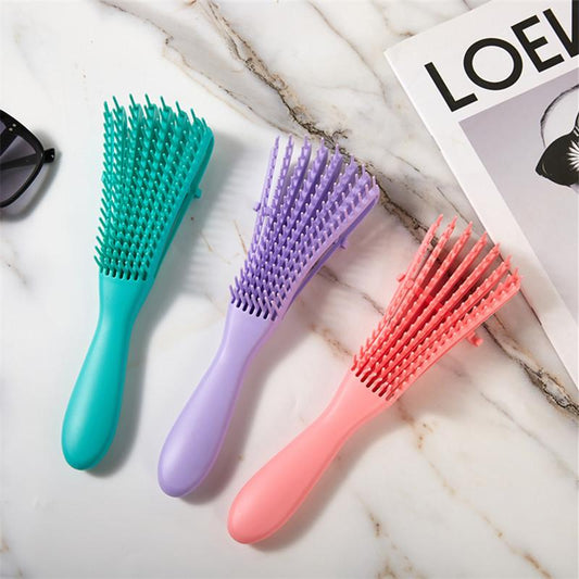 Eight-Claw Comb Hair Massage Straight Comb Shampoo and Smooth Hair Eight-Claw Vent Comb Tied-up Hair Modeling Big Curved Comb Haircare Heatless