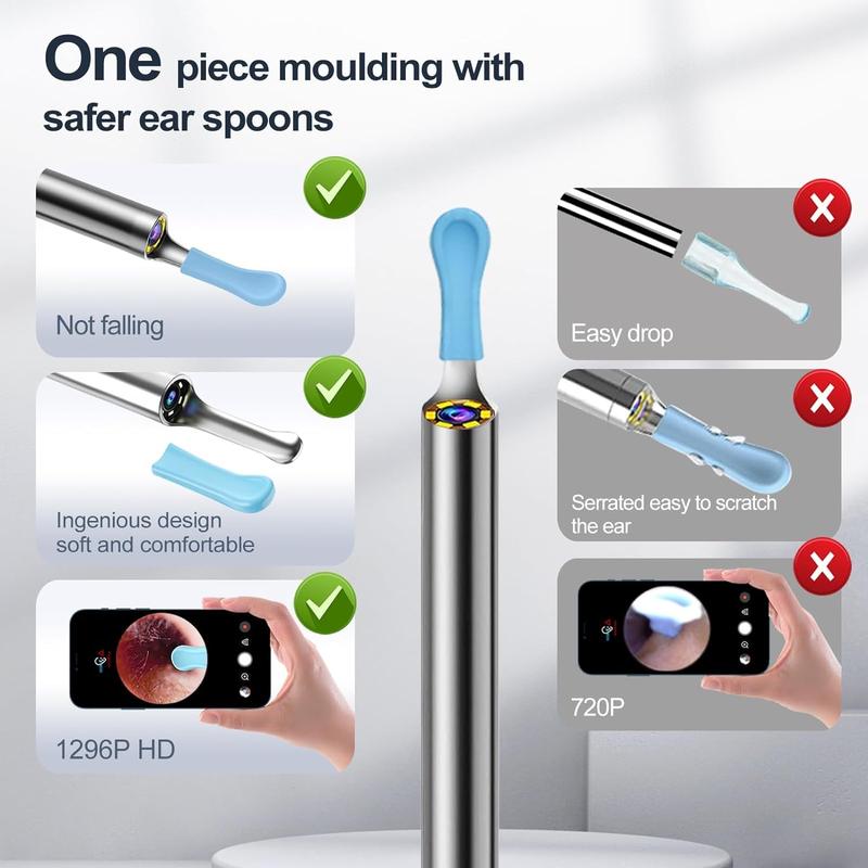 Ear Wax Removal, Ear Wax Removal Tool Camera Built-in 1296P, Easy and Safe Ear Cleaning, Earwax Removal kit with 9 Ear Set and 8 Traditional Tools, Ear Cleaning Kit for iPhone, iPad, Android