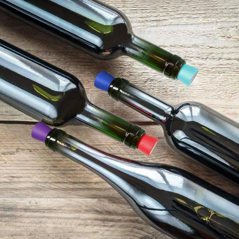 Wine Stoppers,Wine Bottle Stopper,Reusable Wine Bottle Stoppers,4 Pack Multicolor Silicone Wine Stopper for Glass Bottles