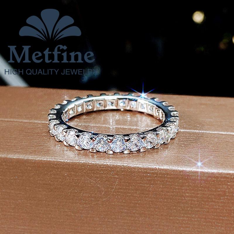 Women's Round 2mm Eternity Ring with 18K White Gold Plated Stackable Engagement Ring Anniversary Band Size 5-11