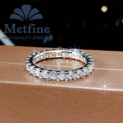 Women's Round 2mm Eternity Ring with 18K White Gold Plated Stackable Engagement Ring Anniversary Band Size 5-11