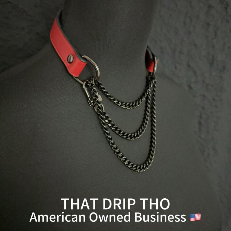 ThatDripTho Punk Goth Style Layered Chain Leather Necklace Choker for Men & Women, Fashion Jewelry for Party, Daily Wear, Durable Chains with Adjustable Chain Design, Gothic-Inspired Accessories for Birthday Gifts, Christmas Gift, Special Occasions