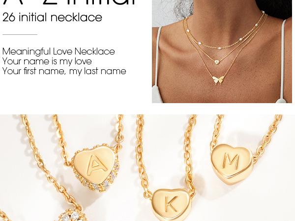 Gold Initial Heart Necklace Handmade Dainty Personalized Letter Heart Choker Necklace Gift For Women Necklace Jewelry