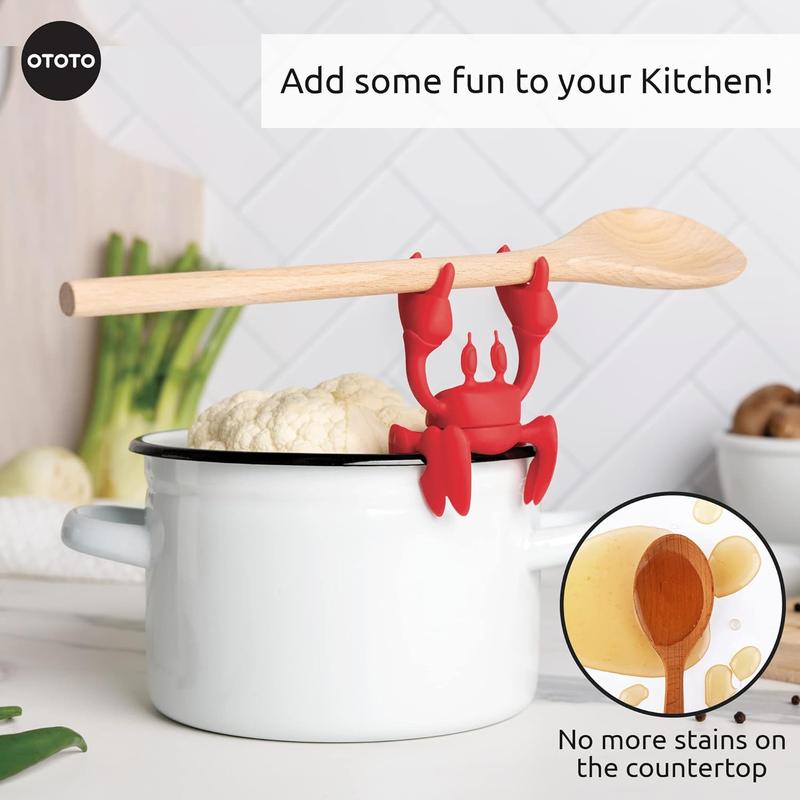 Red the Crab Silicone Utensil Rest - Kitchen Gifts, Silicone Spoon Rest for Stove Top - Heat-Resistant, Funny Kitchen Gifts Cutlery Tableware