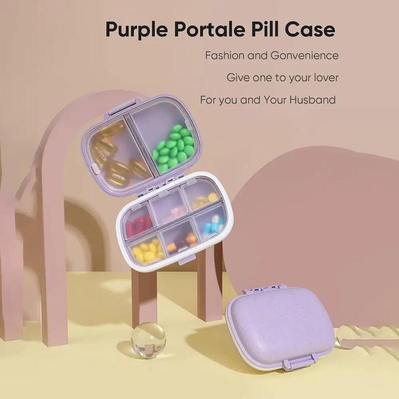 8-compartments Pill Organizer, 1 Count Mini Portable Pill Case, Dustproof Pocket Medicine Storage Box, Home Organizer for Daily Travel