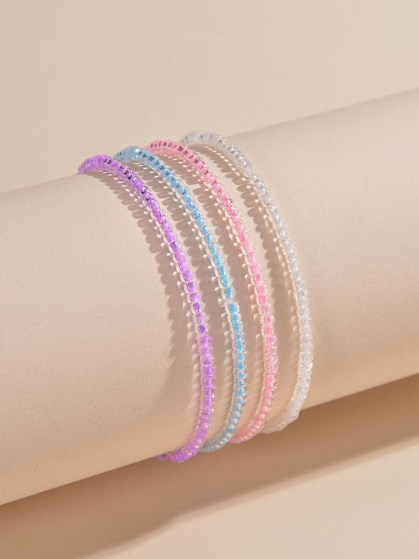 Beaded Ankle Bracelet, Luminous Anklet for Women & Girls, Fashion Jewelry for Party, Daily Clothing Decor, Trendy Jewelry for Birthday Gift