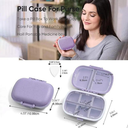 8-compartments Pill Organizer, 1 Count Mini Portable Pill Case, Dustproof Pocket Medicine Storage Box, Home Organizer for Daily Travel