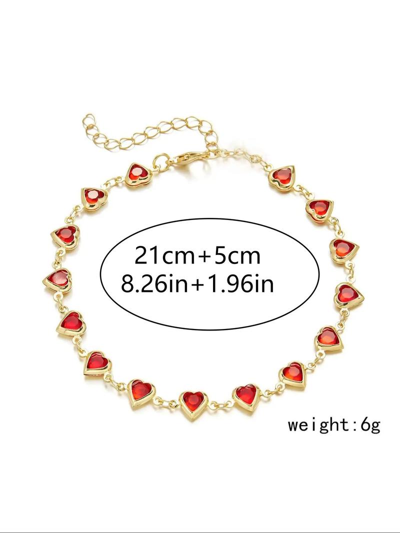 Fashion Heart Decor Anklet for Women, Foot Jewelry for Summer Beach, Zinc Alloy Body Jewelry for Girls Teenagers