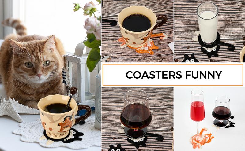 Drink Coaster | Cat Gifts for Cat Lovers,Fun Woven Creative Coasters,Cute Coffee Coaster for Home Decor Tabletop Protection Suitable for Kinds Cups