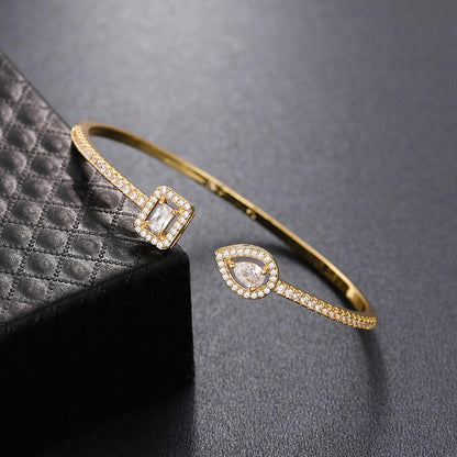 Open Bracelet For Women Trend Brass Zircon Bracelet Female Temperament Korean Version Simple Banquet Hand Jewelry Gift