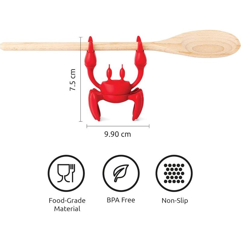 Red the Crab Silicone Utensil Rest - Kitchen Gifts, Silicone Spoon Rest for Stove Top - Heat-Resistant, Funny Kitchen Gifts Cutlery Tableware