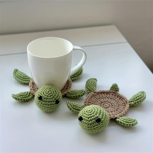 Room Decor Cute Turtle Design Tea Coaster, 1 Count Handmade Crochet Insulated Table Protector for Summer Home Decor, Table Decoration Items, Heat Resistant Cup Coaster, Kitchen Gadgets, Kitchen Accessories for 2024, Fall Decor