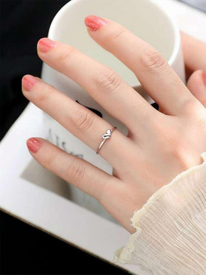 Women's Elegant Heart Design Promise Ring, Exquisite Trendy Minimalist Ring, Fashionable All-match Jewelry for Women for Daily & Party Decoration