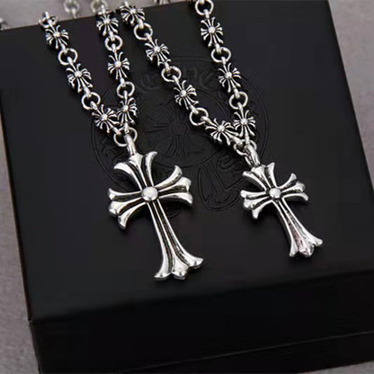 European and American Cross Necklace Ornament Punk Men and Women Retro Necklace Personality Casting Crostar Pendant Necklace Items