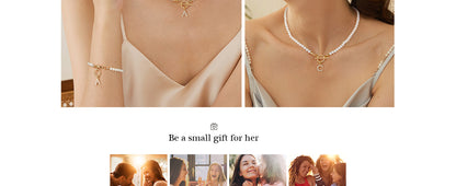 Initial Pearl Necklaces for Women - Choker Necklace, Dainty Freshwater Pearl Necklace | Bridesmaid Gifts | Fashion Pearl Jewelry for Women Girls