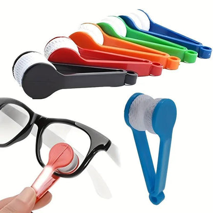 Random Color Portable Glasses Cleaning Cloth Cleaner, 5pcs Multifunctional Glasses Cleaning Tool with Handle, Mini Traceless Eye Wipe for Home