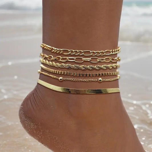 Anklets for Women 14K Real Gold Silver Plated Ankle Bracelets Trendy Waterproof Boho Anklets Set Adjustable Dainty Cute Diamond Beaded Heart Non Tarnish Summer Beach Jewelry Gift