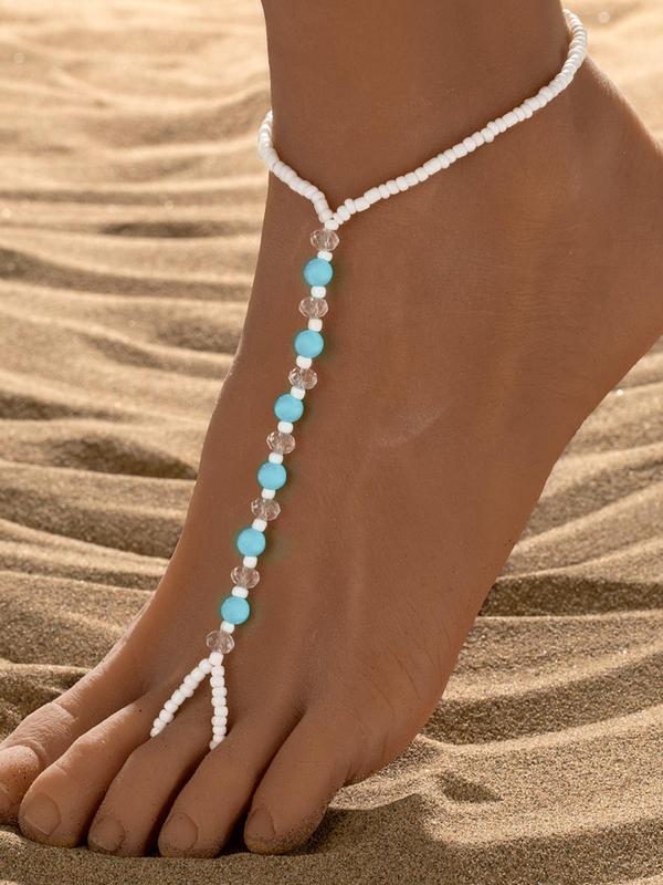 Boho Style Glow in The Dark Summer Anklet, Personality Tiered Ring Linked Design Anklet for Summer Wear, Back To SchoolSummer Jewelry