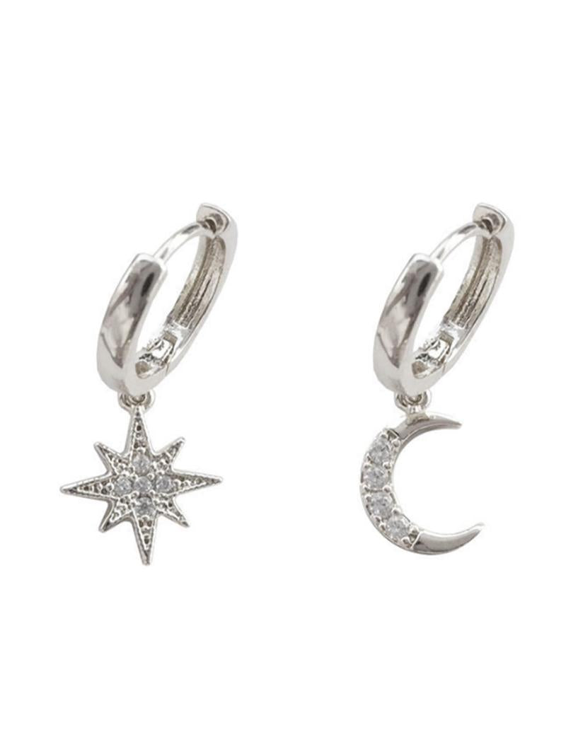 Star & Moon Design Dangle Earrings, Rhinestone Decor Drop Earrings for Women, Fashion Jewelry for Party, Daily Clothing Decor, Trendy All-match & Exquisite Jewelry for Birthday Gift