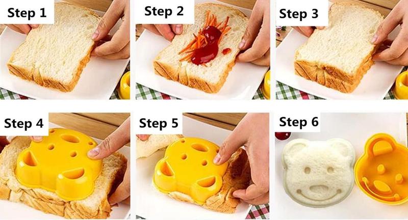 Bear Shape Sandwich Mold Cutter, Cartoon Bread Sandwich Shapers DIY Maker Biscuit Cookie Cake Mould Cutter Tool (2 Pack)