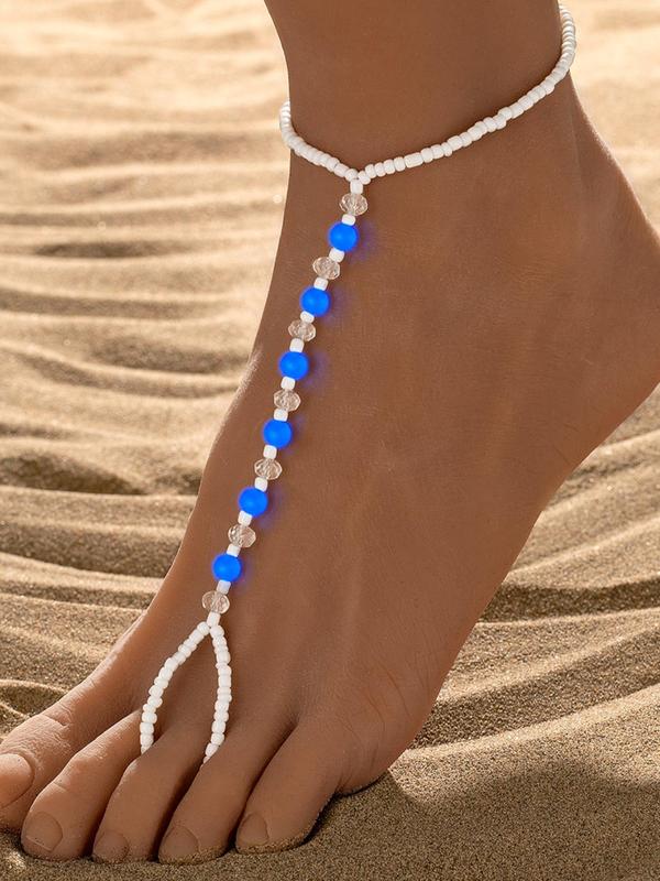 Boho Style Glow in The Dark Summer Anklet, Personality Tiered Ring Linked Design Anklet for Summer Wear, Back To SchoolSummer Jewelry